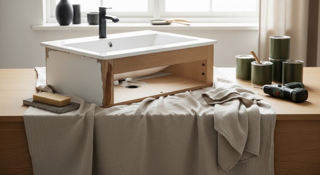 How to Remodel a Bathroom Vanity That Looks Custom Built Stylish and Completely Upgraded for Less