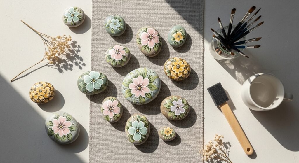 22 Viral Floral Stone Painting Ideas That Are Delicate Colorful and Absolutely Stunning to Display